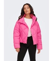 ONLY Pink Quilted High Neck Puffer Jacket